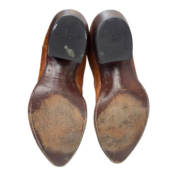 Justin Cowboy Western Boots Vintage Lizard Men’s 10.5 D Orange Camel Tan Leather - Picture 8 of 12